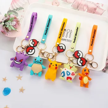 

2020 New Cartoon Character Keychain Environmental Protection Pvc Soft Plastic Pokemon Key Chain Exquisite Keyring Cute Woman