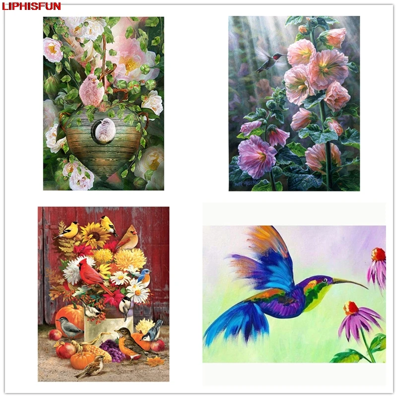 5D Full Drill DIY Diamond Painting Hummingbird Square/round Embroidery Cross Stitch Home Decor birds flower | Дом и сад