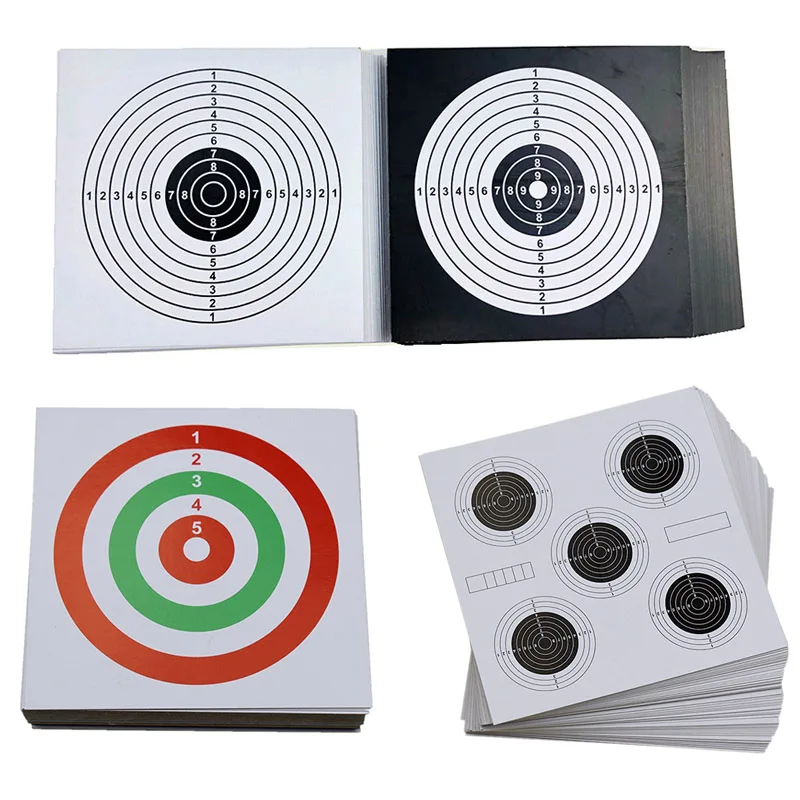 

100PCS 14X14cm Shooting Target Paper Hunting Bow Arrow Gauge Training Card Gun Pistol Rifle Practice Paintball Accessories