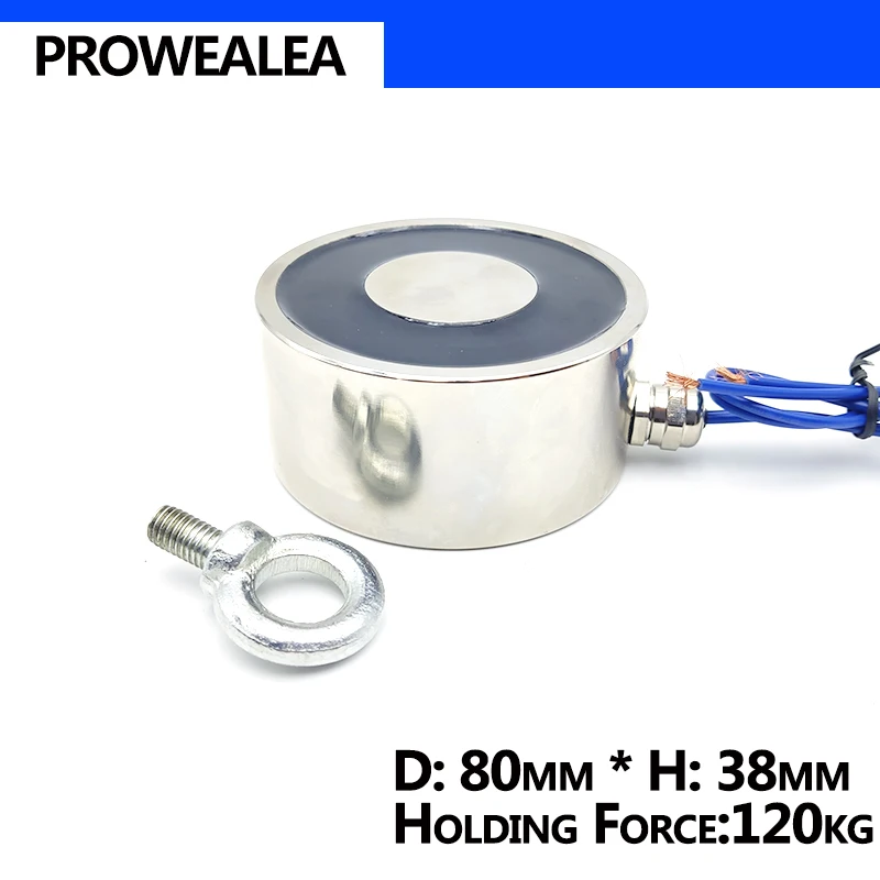 

Electromagnet 80/38 DC 6V 12V 24V Cylinder Electric Magnets 120KG Strong Electromagnetic Solenoid Sucker Non-standard Custom