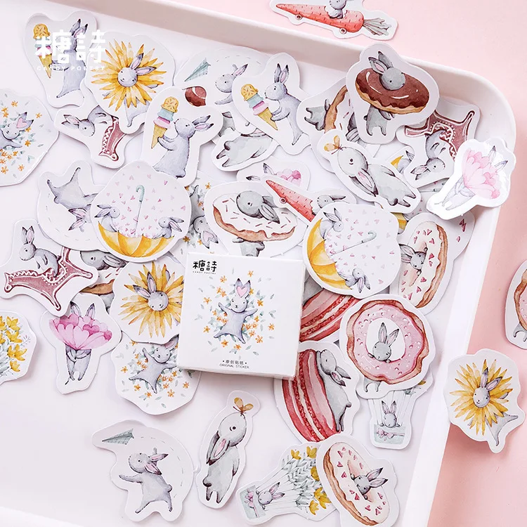 

Sugar Poem Boxed Adhesive Paper The Usagi "45 Sticker Hand Account Album Decoration DIY Sealing Paste