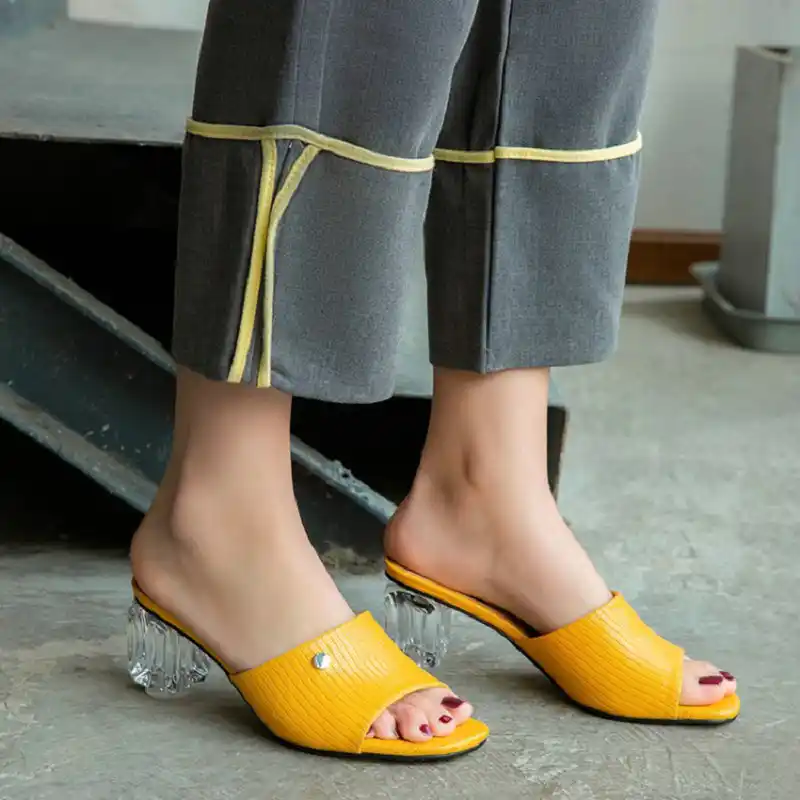 yellow open toe sandals