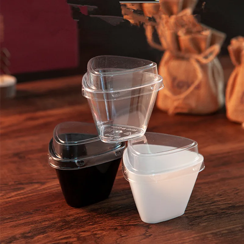 

50pcs High quality transparent ice cream yogurt pudding dessert plastic cup 60ml small mini baking decor disposable cup with lid