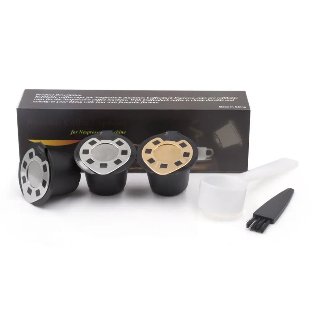 

3PCS Reusable Coffee Capsule Pod Filter Dripper Tamper Stainless steel Compatible with Nespresso U Coffee Machine