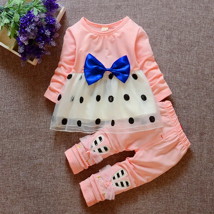 

2019 Organza Set Bow Set Kids Clothes Spring And Autumn Korean-style 01-2-3-4 Girls Sweet Long Sleeve
