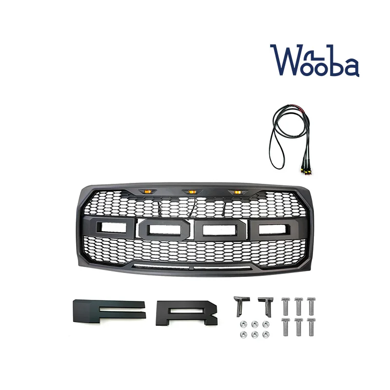Wooba Fit 09-14 Ford F150 Raptor Style Upper Front Grille Hood Mesh ABS W/LED | Автомобили и мотоциклы