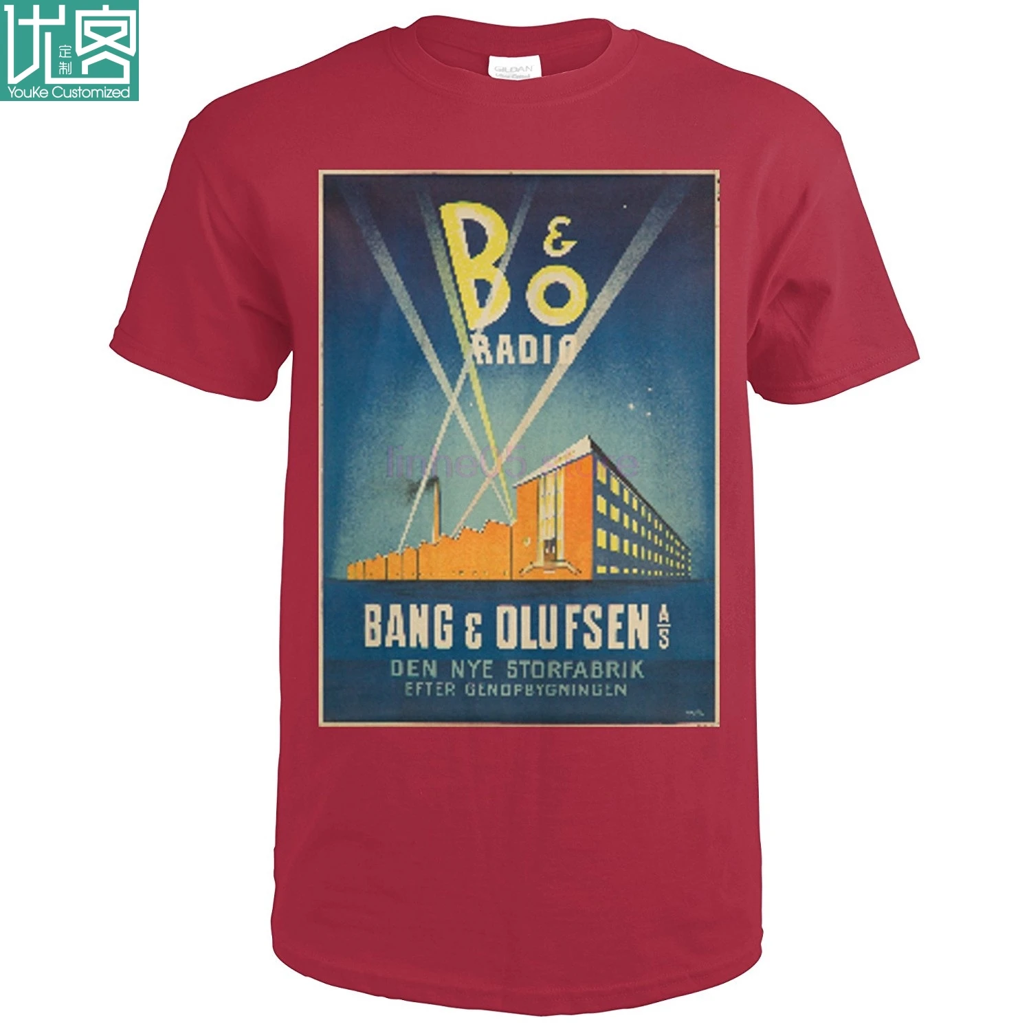 Bang And Olufsen винтажный постер художник Larsen C 1938 Премиум Футболка | Мужская одежда