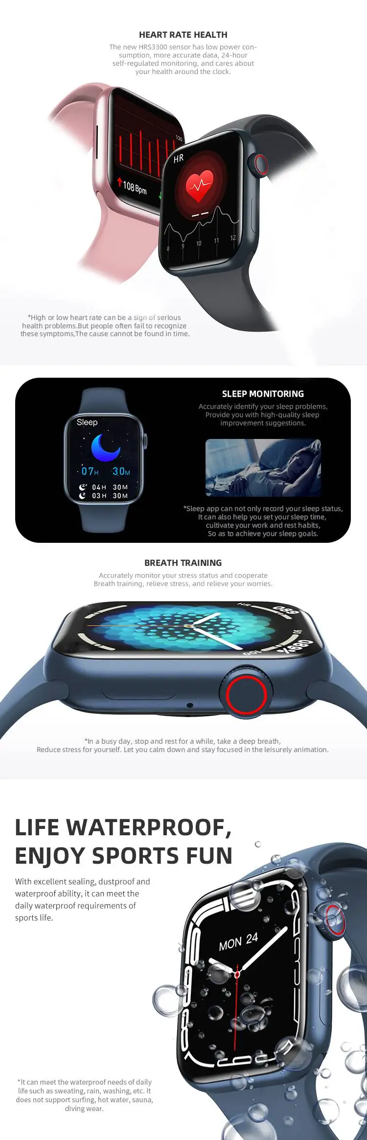 Smartwatch Series 7 HW37 Smart Watch Dial Call Waterproof Countdown Blood glucose measurement Fitness Band PK HW22plus W26 IWO13