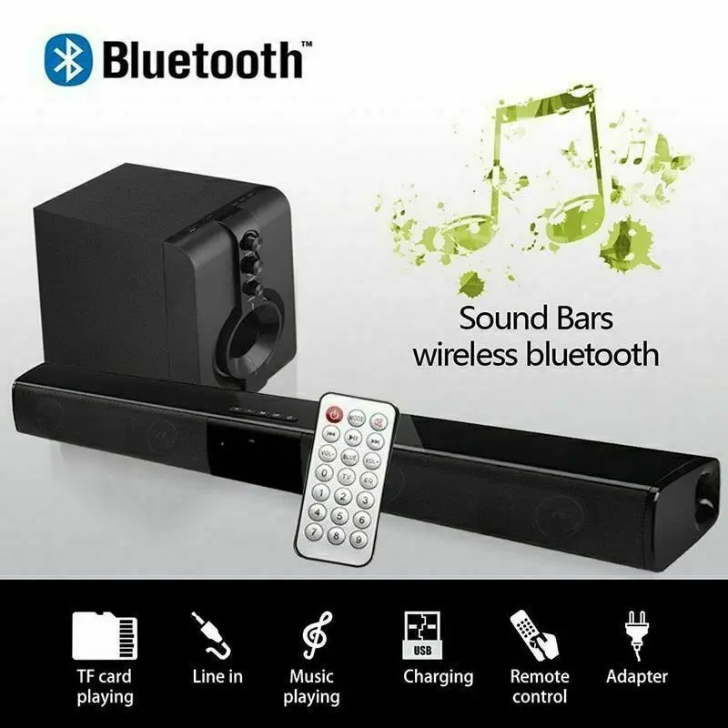 Rsionch 20 Вт ТВ Саундбар Bluetooth динамик FM радио домашний кинотеатр система портативный беспроводной сабвуфер бас MP3 музыка бумбокс