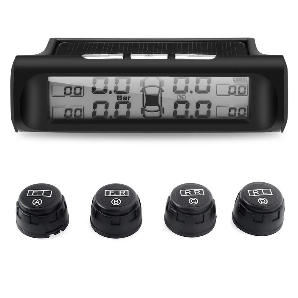 Солнечная энергия умный автомобиль TPMS система контроля давления в шинах цифровой ЖК-дисплей TMPS авто давление в шинах охранная сигнализация s - Тип: Black Screen