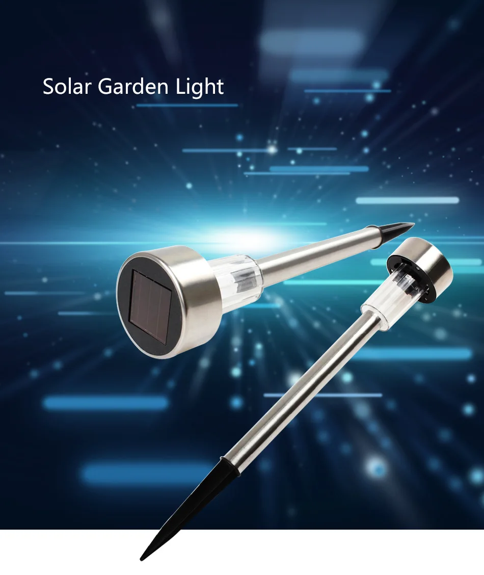Outdoor LED Solar Garden Light Lawn Lamps Stainless Steel Pathway Stakes Disk Spike Landscape Lighting for Yard Ground Street (5)