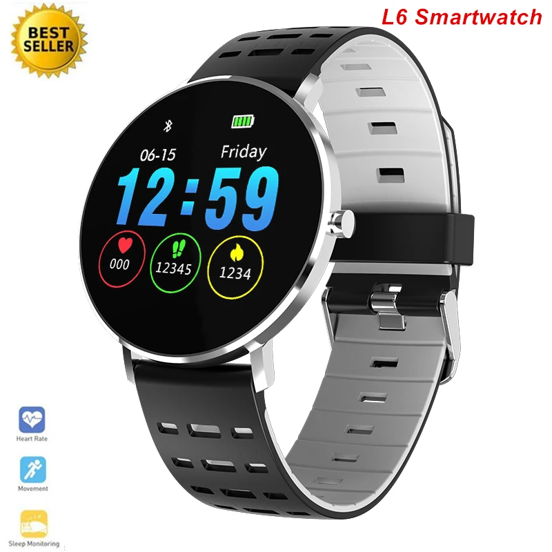 

L6 Full Screen Touch Smartwatch Thinner Waterproof Multiple Sport Mode Bluetooth Heart Rate Pedometer Call Reminder Smart Watch