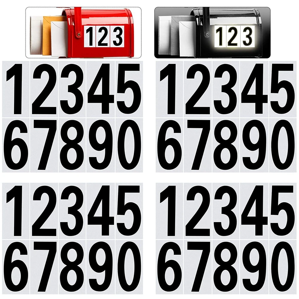 0-9 Reflective Mailbox Sticker Decal Self Adhesive Numbers Waterproof Fade-Resistant For Window Door Cars Stickers