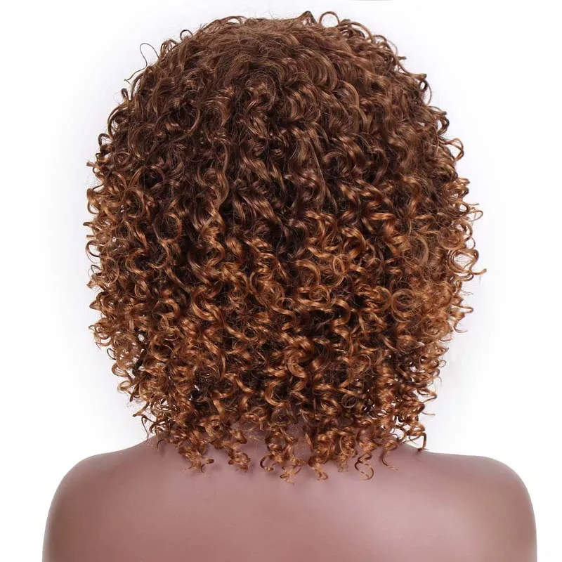 Я парик афро кудрявый парик смешанный коричневый и блонд синтетические Короткие парики для женщин высокотемпературные волосы 8 цветов - Цвет: T4-30