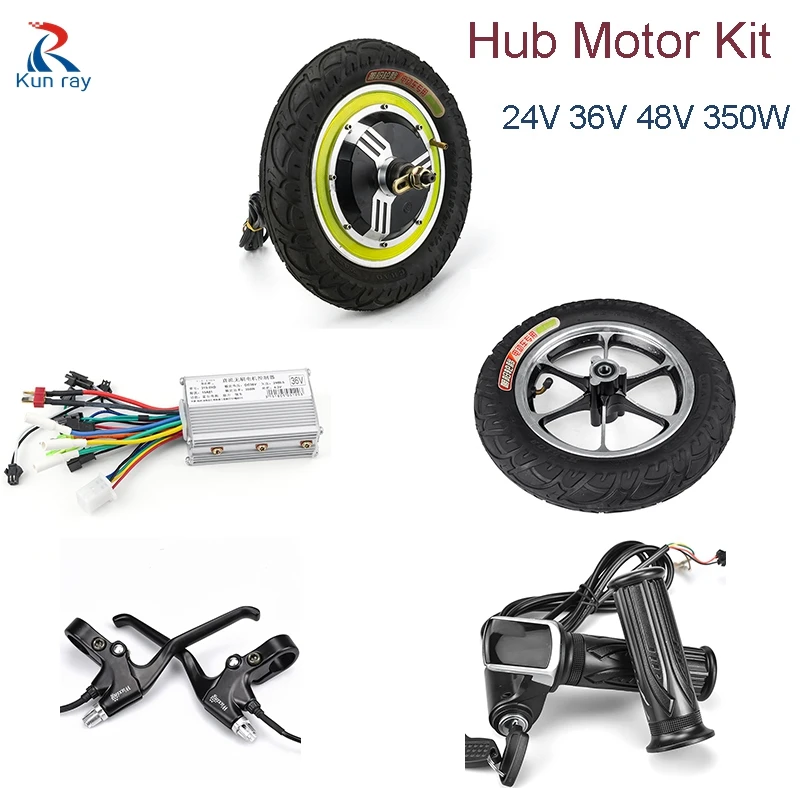 US $140.85 Electric Bicycle 24V 48V 350W DC Motor Controller 12inch Brushless Hub Motor kiti With LCD Display Brake Electric Scooter Kit