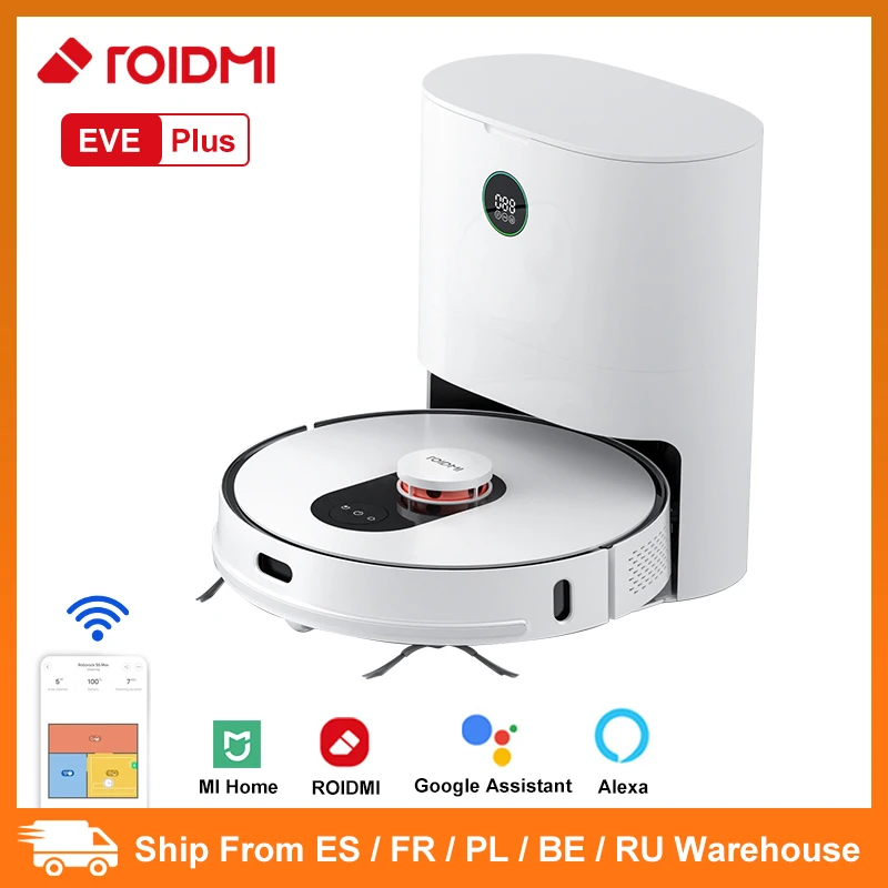 ROIDMI EVE Plus Robot Vacuum Cleaner with Smart Dust Collection Mop Cleaner Support Mi Home APP Control Google Assistant Alexa