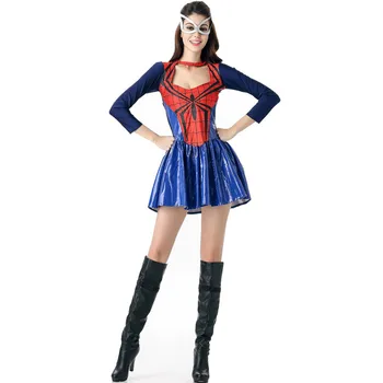 

Sexy Halloween Spider-man Costumes for Women Female The Avengers Spider man Cosplay Carnival Purim Nightclub masked Party dress