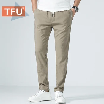 

TFU Men 2020 Spring New Business Fashion Casual Straigh Pants Trousers Men Brand Summer Elastic Solid Long Pants Joggers Men 38