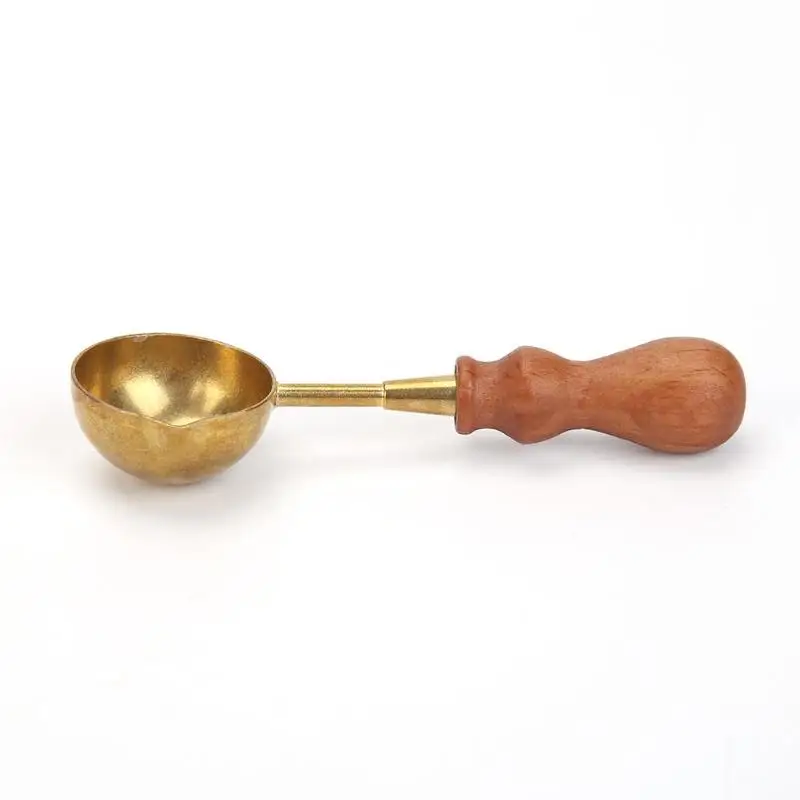 Ретро уплотнительная восковая печь сковорода для выпекания деревянной ручкой ложка для сургуча для восковой запечатывания декоративный воск штамп ремесло подарок - Цвет: wax spoon 90mm