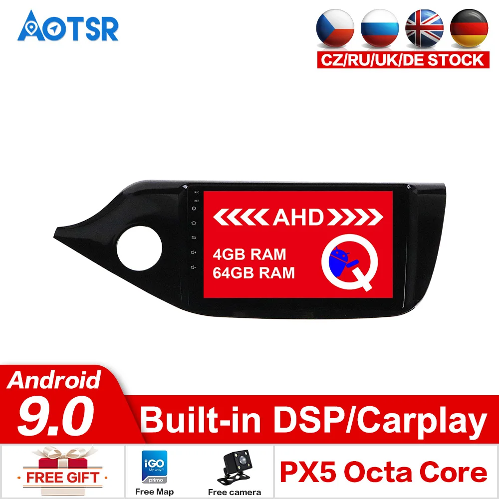 AOTSR Android 9.0 64GB Car Multimedia Player For KIA Ceed 2013 2014 2015 Audio Radio Headunit 2din Carplay IPS DSP | Автомобили и