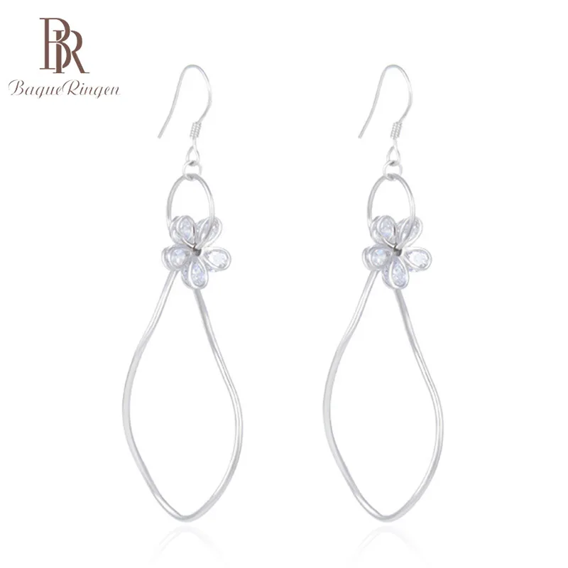 Bague Ringen Sterling Silver 925 Jewelry Sweet Flower Long Drop Earrings for Women Trendy Geometry Modelling Engagement | Украшения и