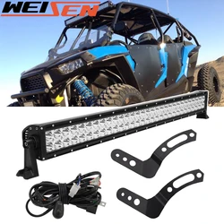 Barre lumineuse LED droite avec supports de toit et Kit de câblage, compatible avec Polaris RZR 900 XP 1000, 30 pouces, 180W 