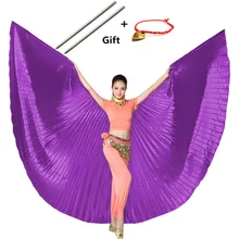 11 цветов стиль Профессиональный танец живота Крыло танец живота ткань Isis Крылья золотые 11 цветов с палочками Robs