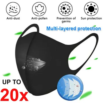 

20x Anti-dust Mouth Face Mask Cycling Respirator Adult Reusable PM2.5 anti dust proof Mask Washable Earloop Mask 20May26