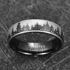 JQueen 6mm Black Laser Forest Fir Tree Christmas Tree Pattern Tungsten Carbide Ring Men's Fashion Wedding Jewelry Best Gift 3