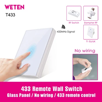 

433 Remote Control Glass Wall Touch Switch T433 for Sonoff T1 T2 T3 EU UK US Sonoff 4CH Pro R2 Slampher Sonoff RF