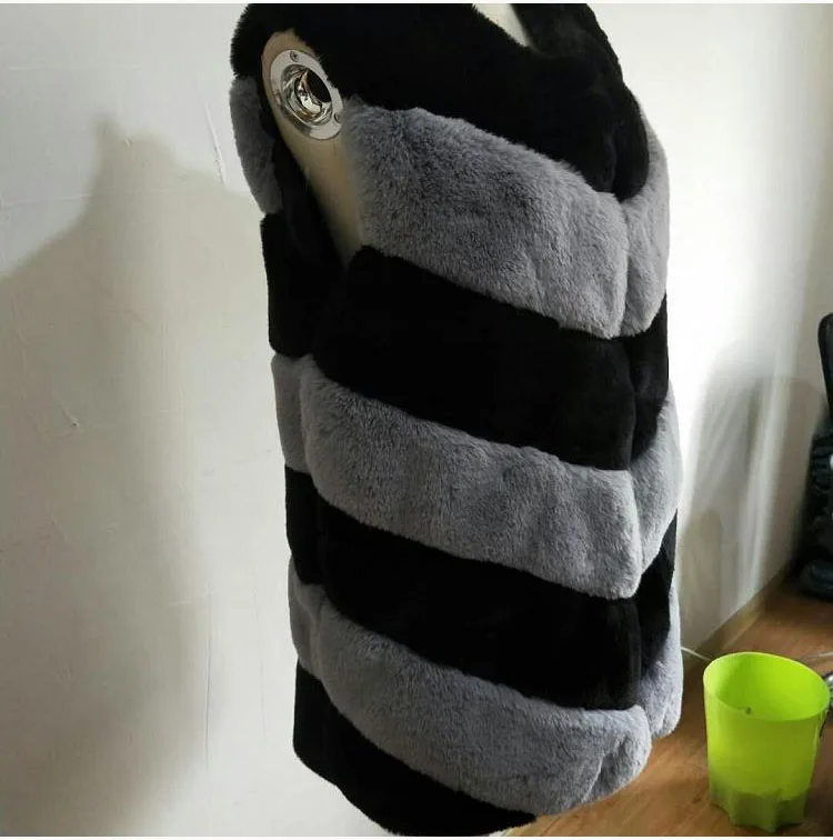 Жилет из искусственного меха осеннее пальто для женщин зима меховой жилет из искусственного меха кролика куртки жилет из искусственного меха меховая жилетка мягкая верхняя одежда