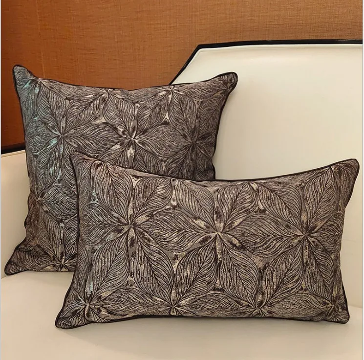 coffee Роскошная жаккардовая наволочка с цветами бежевого и оранжевого цвета для домашнего декора наволочка для подушки декоративная наволочка 30x48 см/45x45 см pillowsham - Цвет: coffee