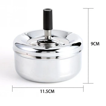 

New Round Spinning Ashtray Cigarette Ash Round Stainless Steel Ashtray Housewares Spinning with Cover