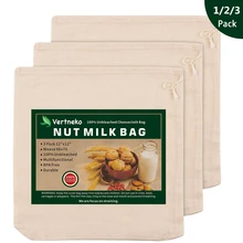Upgrade Nut Milk Bag Reusable12" x 12" 100% Unbleached Organic Cotton Cheesecloth Bags Strainer for Straining Almond/Soy Milk