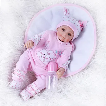 

Baby Girl Doll Soft Silicone Adorable Newborn Doll with Blanket and Feeding Bottle for Baby Shower New Parents Birthday