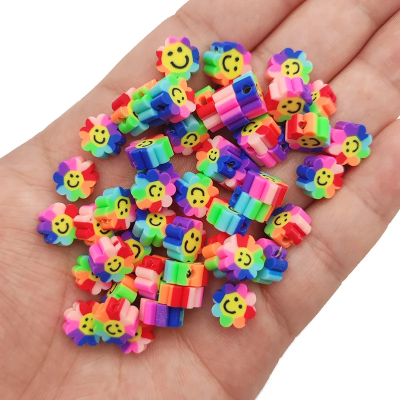 thumbnail image 1 of 50-100 piezas de espaciadores de arcilla polimérica con forma de flores, frutas, estrellas, mariposas y corazones, cuentas sueltas para hacer joyas, pulseras y collares, 1 of 5