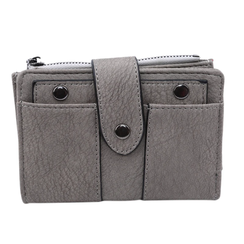 light grey Женский кошелек Простой Ретро Леди Твердые Короткие Кошельки для девочек маленькие дамы Bolsa Feminina бумажник женский - Цвет: light grey