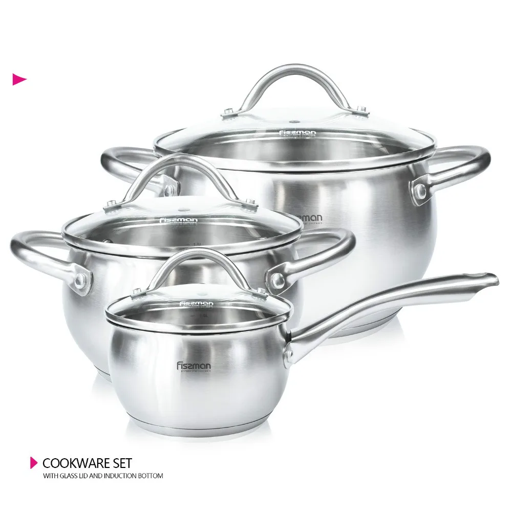 

Kitchenware set with glass lid stainless steel bottom induction plate saucepan set-1.2L Saucepan-2L 3.7L