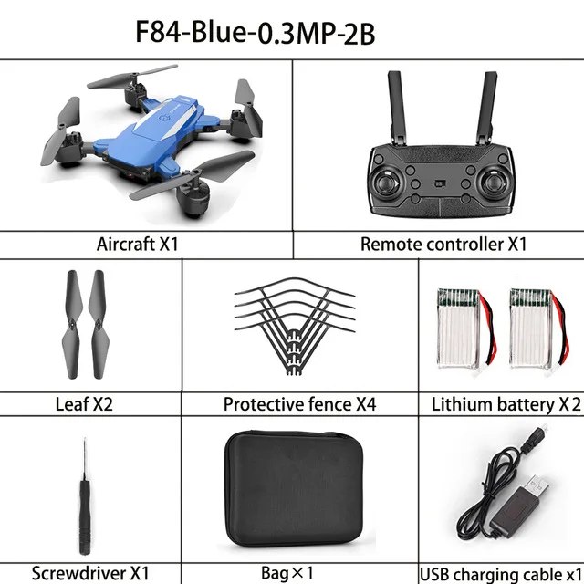 blue 0.3mp 2b Дрон F84 БПЛА складной длинный выносливость четыре оси автомобиль с 4 к Hd Антенна Дрон 4 к Rc Квадрокоптер Vs E58 E520s Lf609 - Цвет: blue 0.3mp 2b