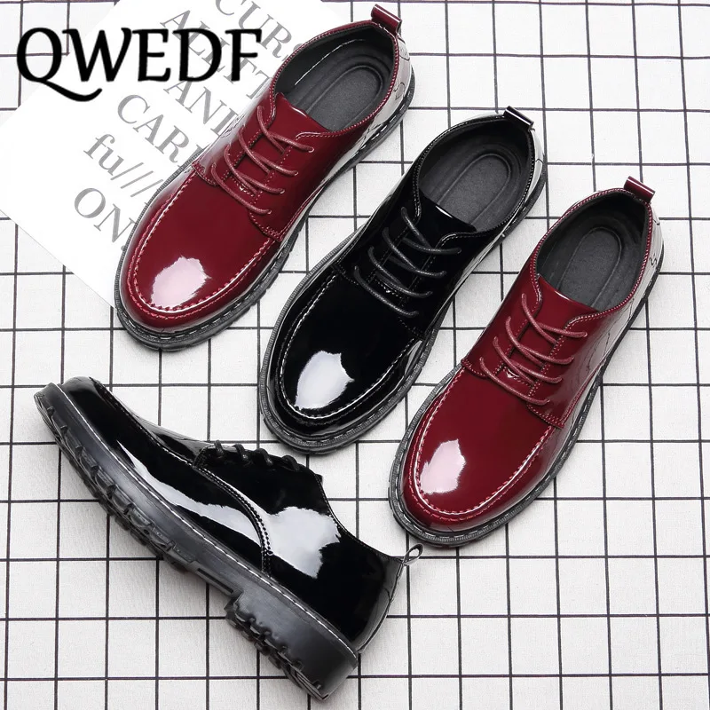 

QWEDF New 2018 Men Casual Shoes PU Leather Fashion design Shoes Men All-match Hot sale Luxury Brand Flat Shoes for Men MC-56