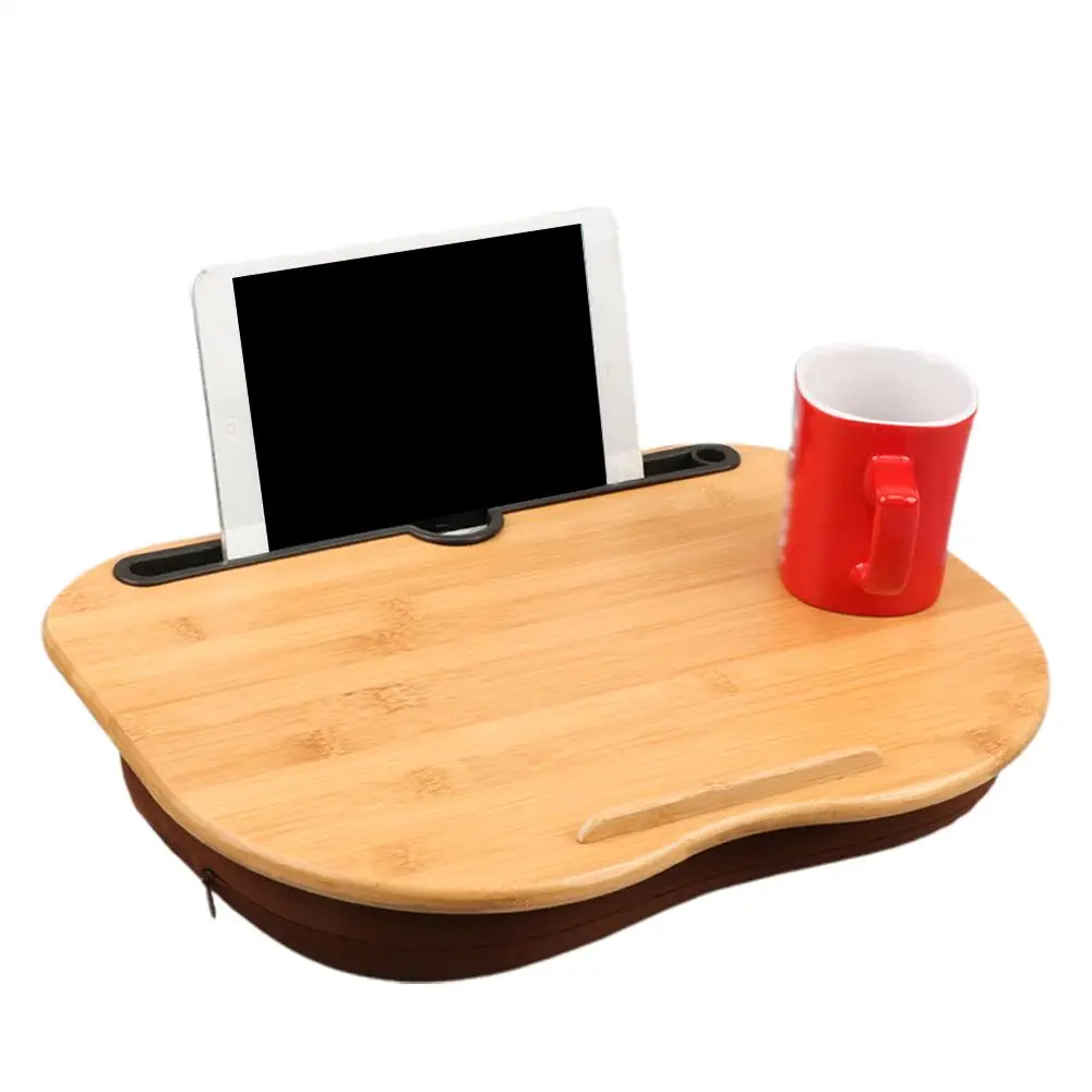 

Laptop Table Multifunction Knee Lap Bamboo Desk For Mini Computer Phone Flip Portable Outdoor Headrest Office Home Nap Pillow