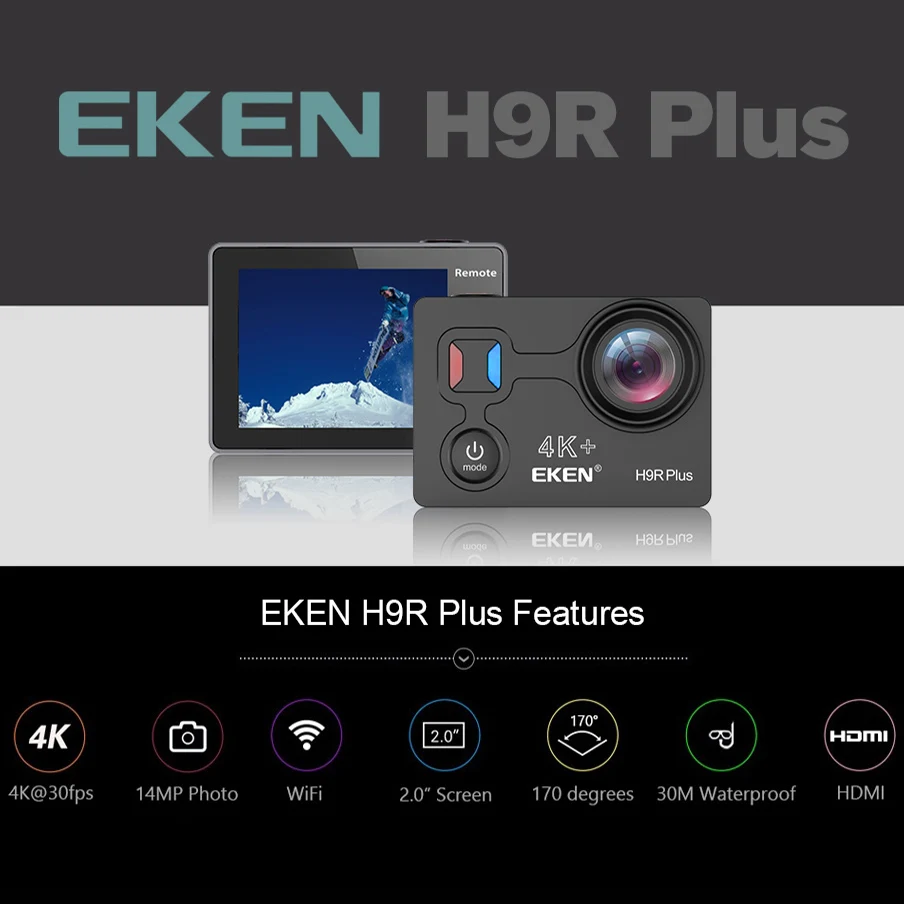 Экшн-камера eken H9R Plus Ultra HD 4K A12 4 k/30fps 1080 p/60fps для Panasonic 34112 14MP go Водонепроницаемая камера wifi Спортивная камера