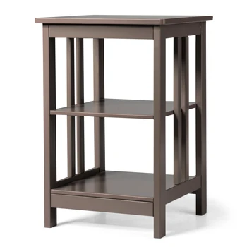 

Costway 3-tier Side Table Nightstand Sofa End Table W/ Baffles and Round Corners Brown