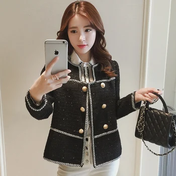 

New period and the edition socialite small sweet wind coat fall short jacket with long sleeves