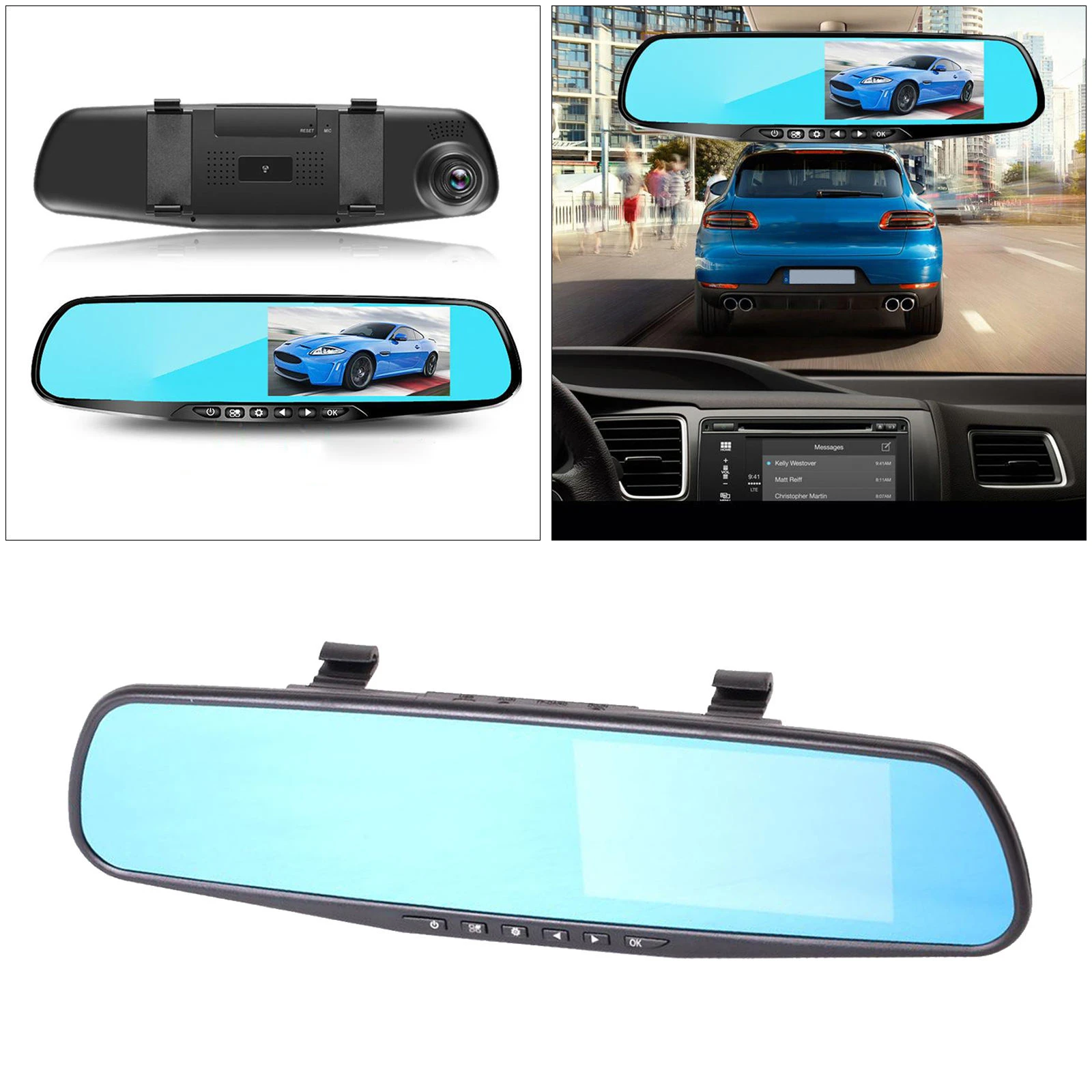 Cámara de espejo retrovisor para coche, 4,3 P, HD, pulgadas, con sensor G|Cámara DVR para coche| - AliExpress