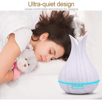

400ML USB Electric Aroma air diffuser wood Ultrasonic air humidifier Essential oil Aromatherapy Diffuser 7 Colorful night Light