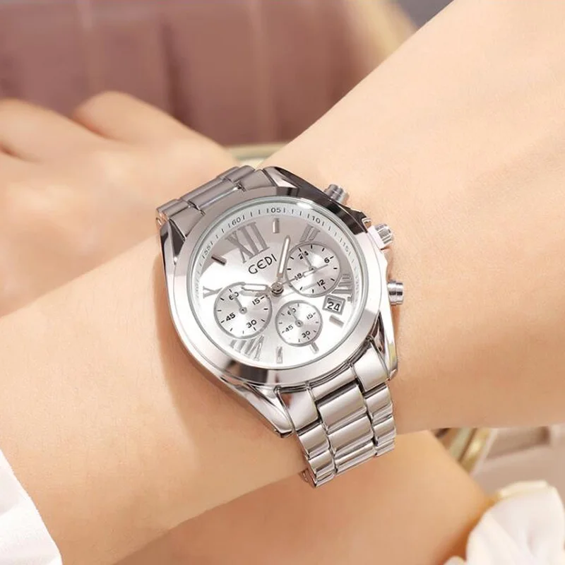 Women Watches Stainless Steel Waterproof Calendar Business Clock Female LuxuryQuartz Wrist Watch Bracelet Relogio Feminino