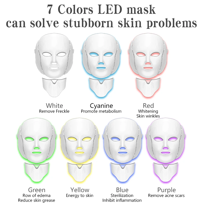 Color Light Led Mask Photon Skin Rejuvenation Anti Wrinkle Whitening Face Mask Therapy Acne Neck Be - 4000602353720