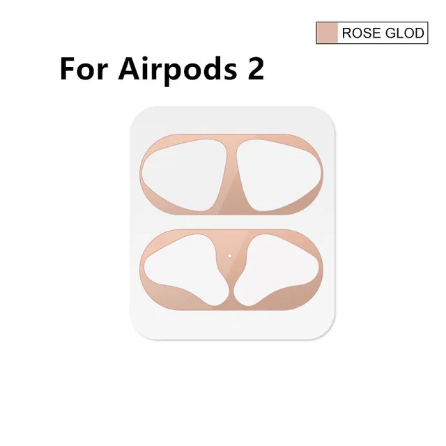 Ультра тонкая кожа для AirPod металлическая защита от пыли для Apple AirPods Bluetooth наушники зарядный ящик беспроводные наушники пылезащитный чехол - Цвет: rose for airpods 2