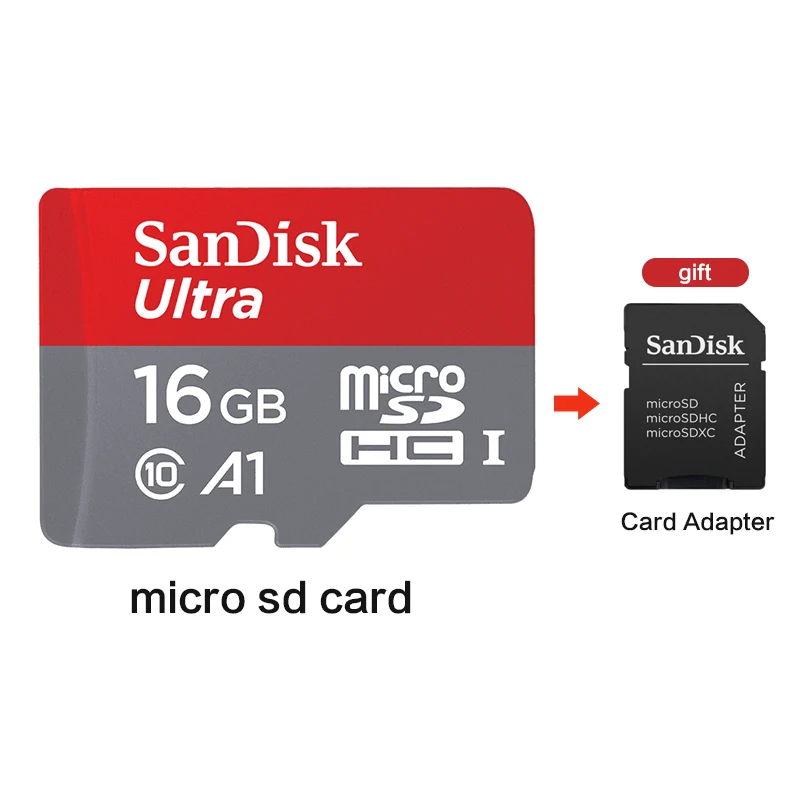 SanDisk microSD карты 256 г 200 ГБ 128 Гб 64 Гб 100 МБ/с. слот для карт памяти SD/TF флеш-карта Class10 32 Гб оперативной памяти, 16 Гб встроенной памяти microSD для планшета/смартфона - Емкость: 16GB-Adapter